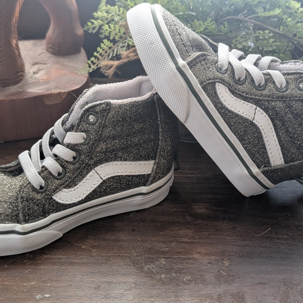 Vans Kids Glittery Black High-Top Sneakers